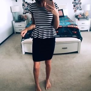 Tight two piece dress.